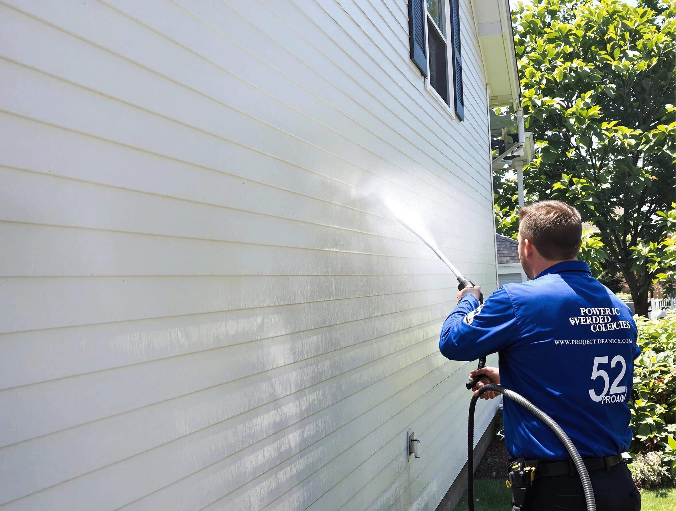 A Lorain Power Washing technician power washing a home in Lorain