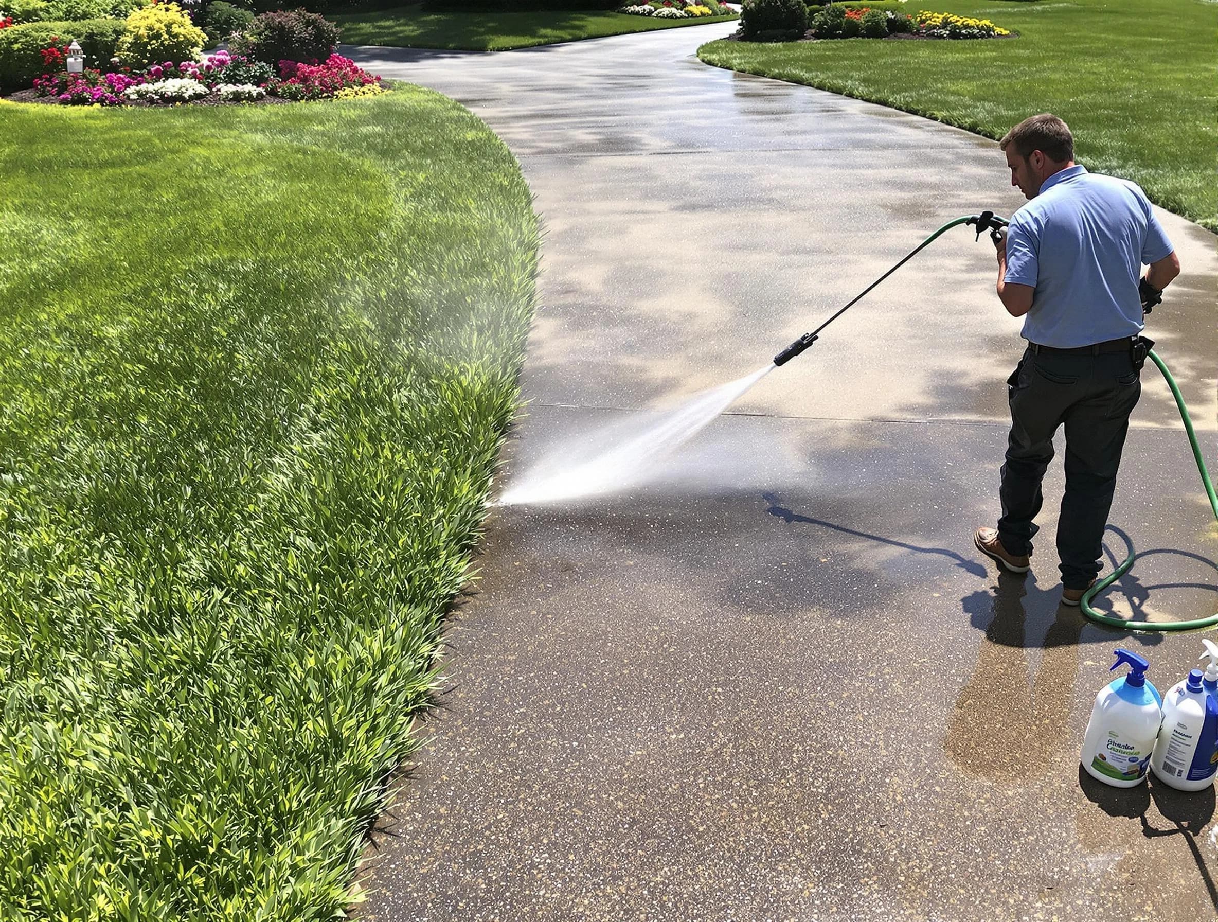 Before and after pressure washing by Lorain Power Washing in Lorain